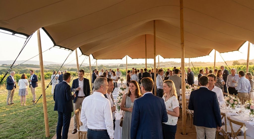 Tentes de réception à louer ou à vendre à Toulouse et en Occitanie : stretch, chapiteaux, barnums. Pour mariage, événement ou pro. Devis rapide & service expert.